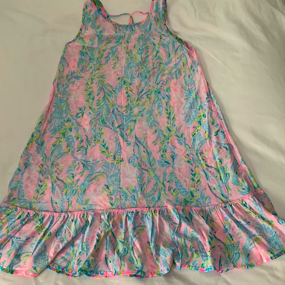 Lilly Pulitzer Kristen Flounce Dress W/Pockets Sz Medium Unicorn of the Sea - Picture 8 of 13